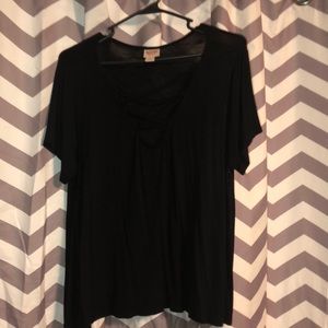 Criss-cross black dressy shirt